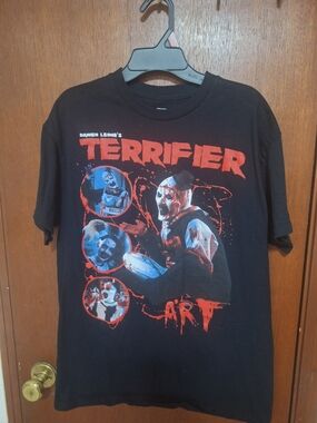 Terrifier Graphic Tee - Black with Red & Blue Horror Print